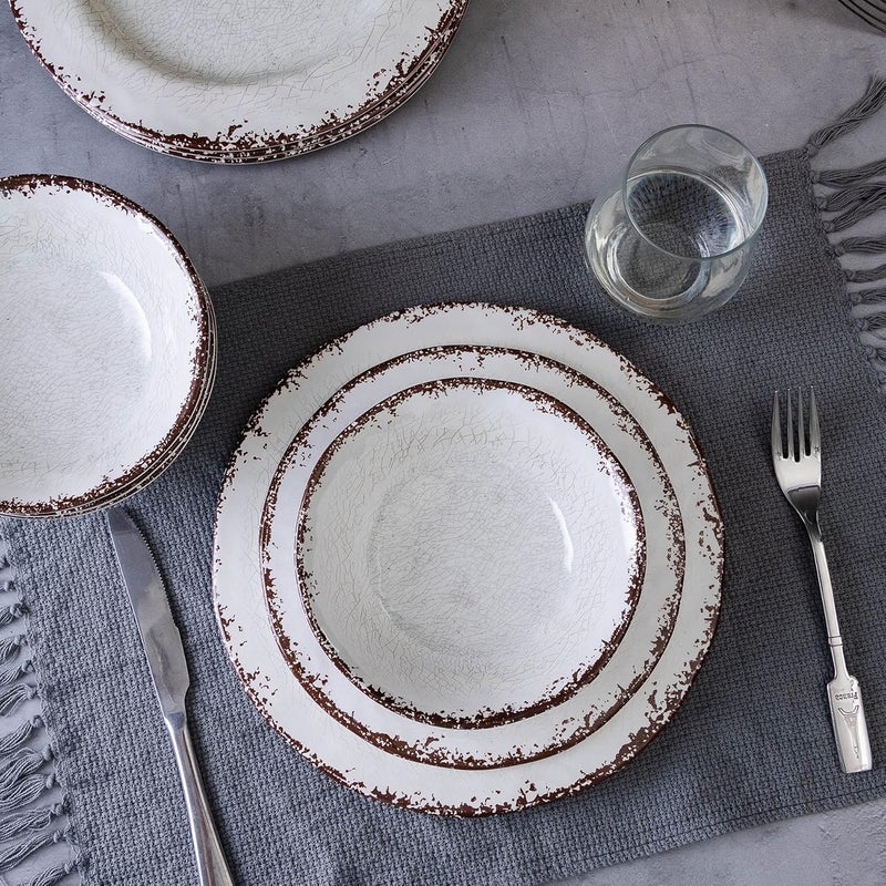 LEHAHA 9 inch White Melamine Salad Plate Set Vintage Rustic 6 piece Dessert Plates Set BreakResistant Dishes Set Great for Dining Party Ideal for SaladDessertFruit and Cakes - Image 3