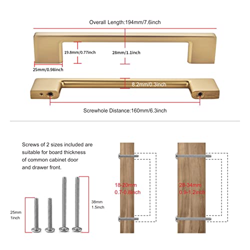 TUNNY 10 Pack Classic Cabinet Handles-6.3"/160mm Screw Spacing Champagne Bronze Furniture Hardware Handles for Kitchen Cabinets Bedroom Cabinet Pull - Image 2