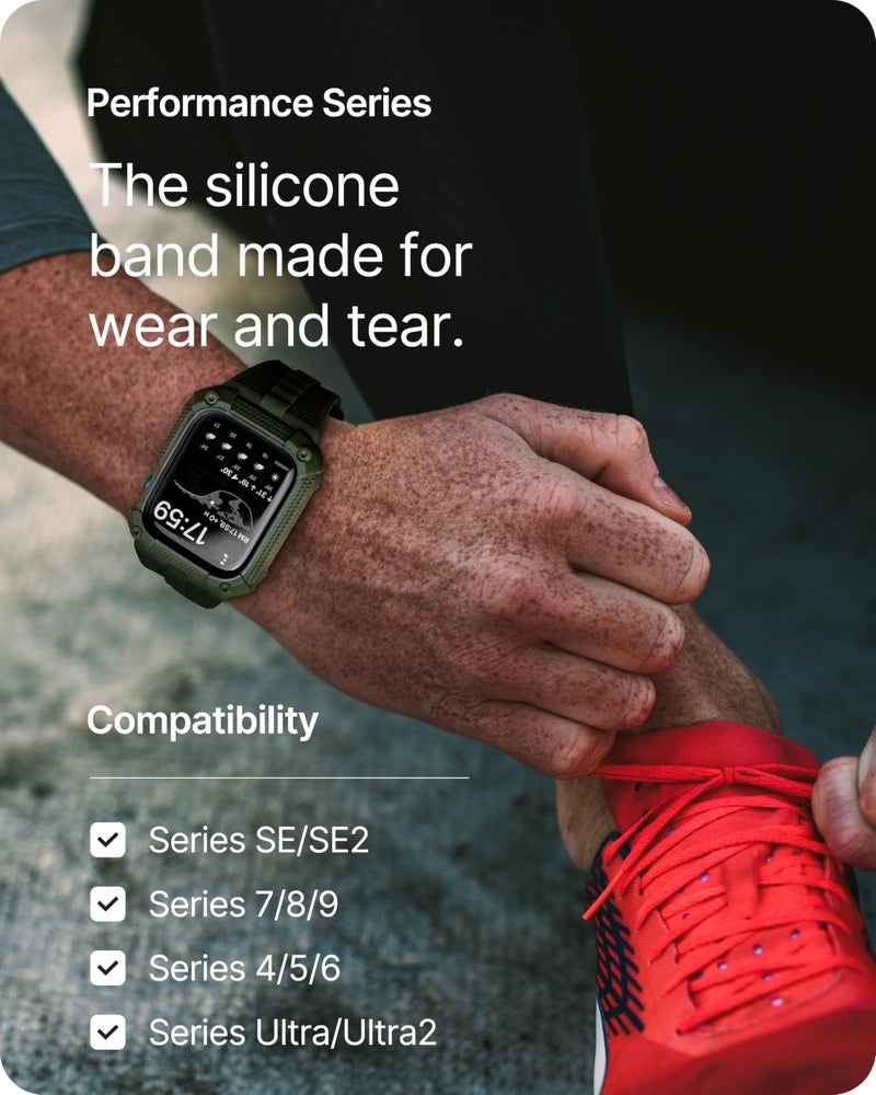 Fullmosa Compatible with Apple Watch Bands 49mm Ultra3/2/1, Rugged Apple Watch Strap Ultra with Military Grade Shockproof Bumper Case for Men Women, Army Green - Image 3