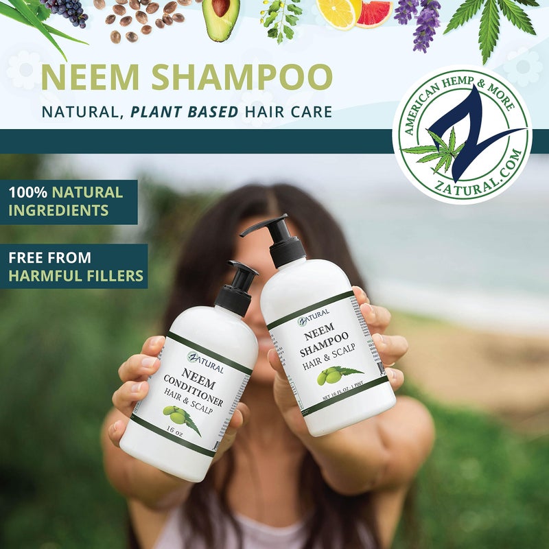 Zatural - Naked Neem - Neem Shampoo, Natural Soothing Scalp Shampoo (16oz) - Image 2