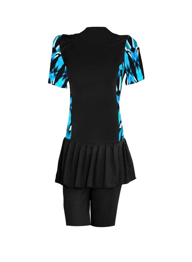 AKIBA Girls/Womens Swimming Wear/Suit/Costume with Removable Pad and Frill,HIGH Level of UV Protection Comfort and Flexible for Cycling, Aerobics, Diving,and Skating (36, Blue) - Image 3