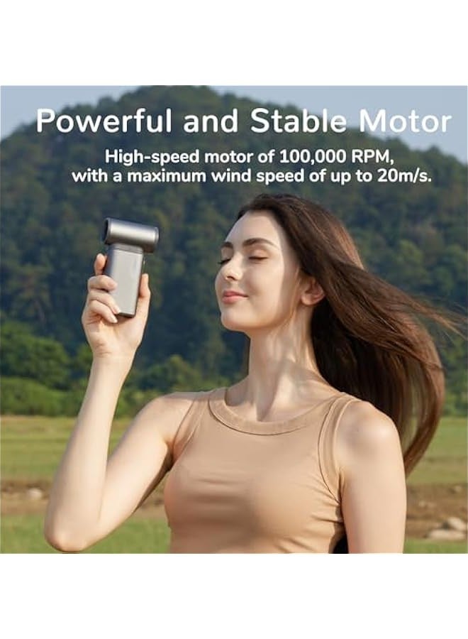 جيزليف مروحة سوبر جيت محمولة باليد 8800mAh، منفضة هواء كهربائية 100000 دورة في الدقيقة، منفاخ هواء جاف 20 متر/ثانية، مروحة تربو 100 سرعة شاشة رقمية، منفضة هواء مضغوطة قابلة لاعادة الشحن - رمادي داكن  - Image 4