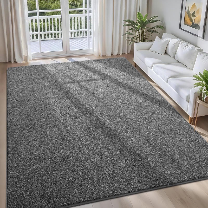 FALARK 4x6 Area Rugs for Bedroom Living Room, Dark Grey Soft Low-Pile Modern Indoor Thickened Memory Foam Non-Slip Washable Carpets for Kids Dorm Home Decor Rug - Image 1