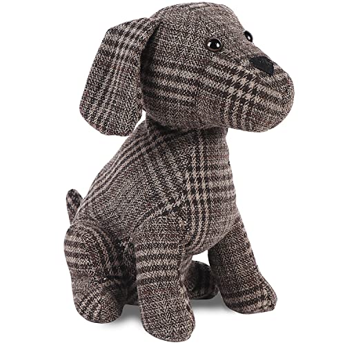SANFERGE Cute Decorative Door Stopper for Home and Office Floor Door Stops Fabric Animal Weighted Heavy Wall Protectors Plaid Dog - Image 1