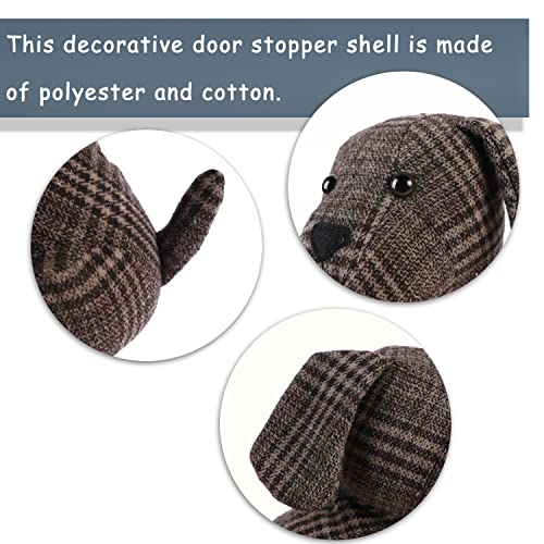 SANFERGE Cute Decorative Door Stopper for Home and Office Floor Door Stops Fabric Animal Weighted Heavy Wall Protectors Plaid Dog - Image 3
