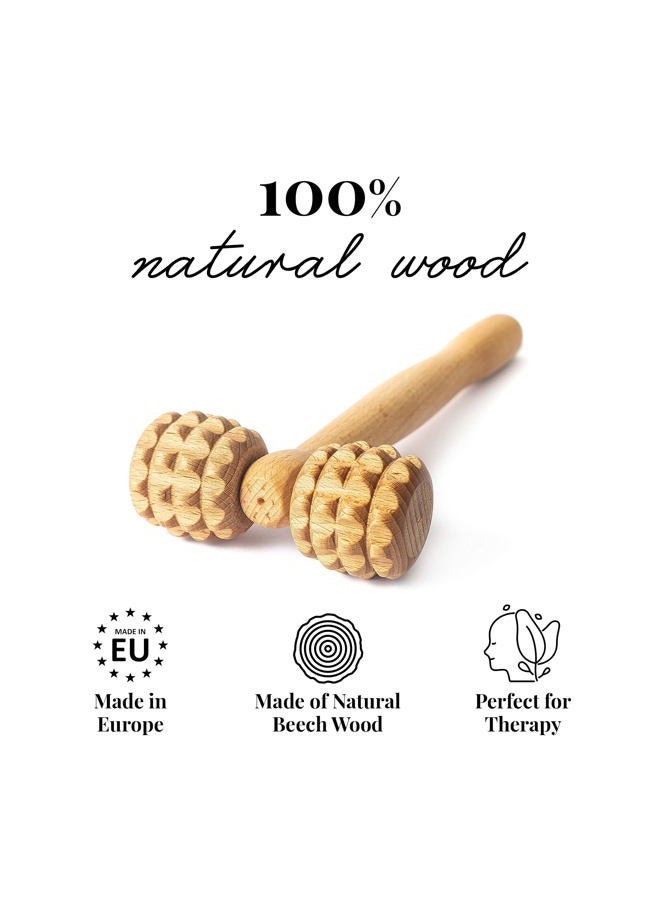 Tuuli Accessories - T-Shape Massage Roller, Body and Face Roller, Multi-Functional Facial Massager, Helps Ease Muscle Tension and Supports Skin Health, Wooden Roller Massager Tool - Image 4