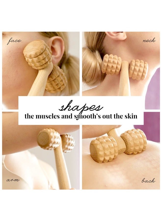 Tuuli Accessories - T-Shape Massage Roller, Body and Face Roller, Multi-Functional Facial Massager, Helps Ease Muscle Tension and Supports Skin Health, Wooden Roller Massager Tool - Image 5