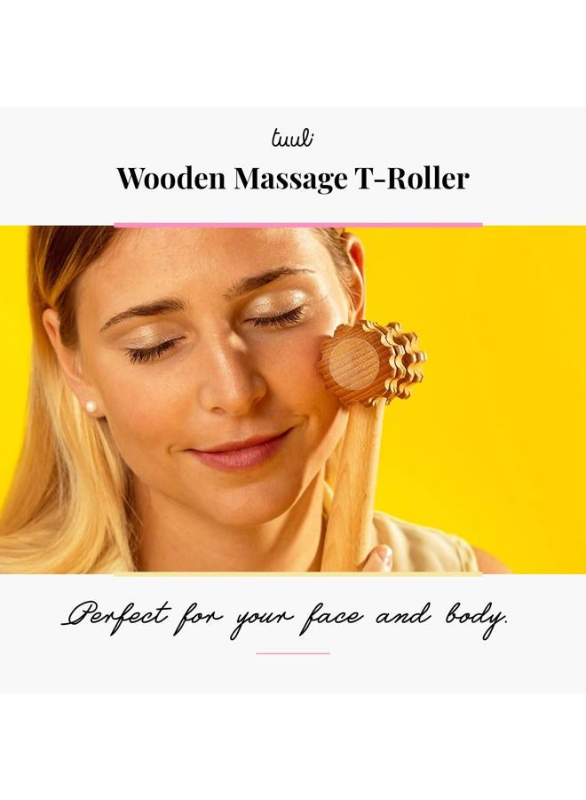Tuuli Accessories - T-Shape Massage Roller, Body and Face Roller, Multi-Functional Facial Massager, Helps Ease Muscle Tension and Supports Skin Health, Wooden Roller Massager Tool - Image 3