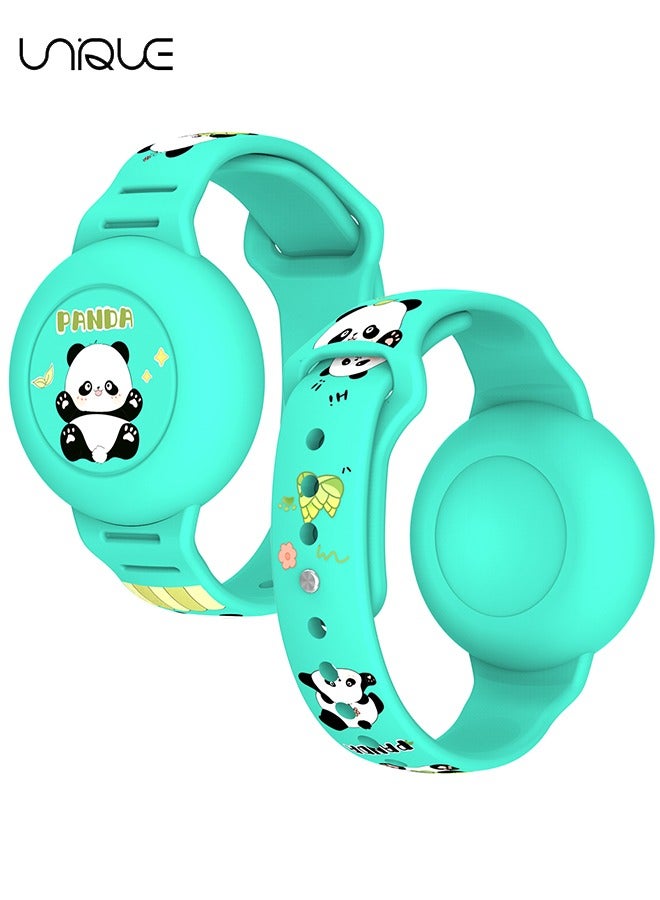 Unique AirTag Bracelet for Kids - Waterproof Cute Cartoon Air tag Holder for Kids with Soft Silicone Full Coverage Anti-Lost Hidden Airtag Wristband Accessories for Child (Mint Green) - Image 1