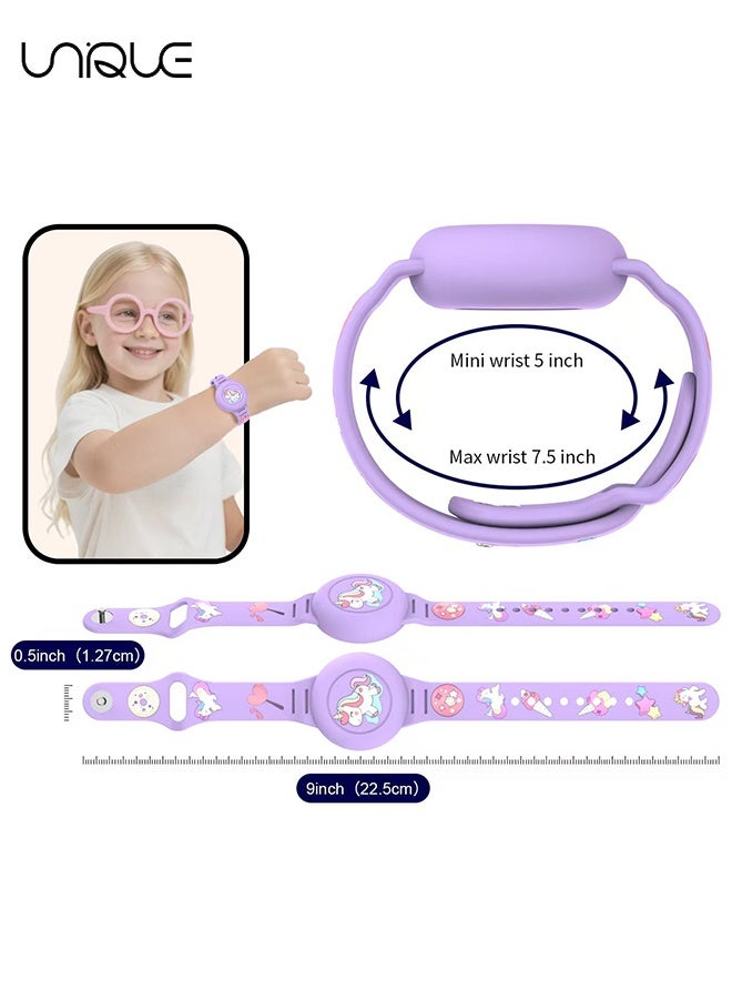 Unique AirTag Bracelet for Kids - Waterproof Cute Cartoon Air tag Holder for Kids with Soft Silicone Full Coverage Anti-Lost Hidden Airtag Wristband Accessories for Child (Mint Green) - Image 2