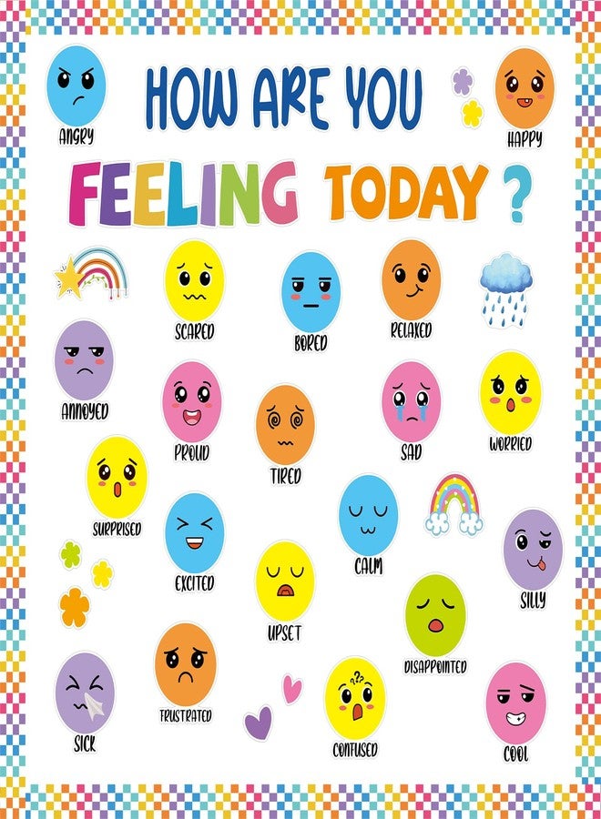 Yewfold Feeling Bulletin Board Set Calming Corner Classroom Decor How Are You Feeling Today Mental Health Poster for School Office Home Therapy Calm Down Conrner Wall Decor (Bright) - Image 1