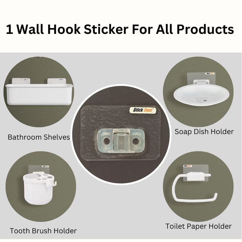 SF - Stick Fast Stick Fast Self Adhesive Stickers - Transparent Adhesive Wall Hook Stickers for Hanging Toilet Paper Roll Holder, Soap Dish, Toothbrush and Container, Heavy Duty (Only Stickers) (5PCS) - Image 3