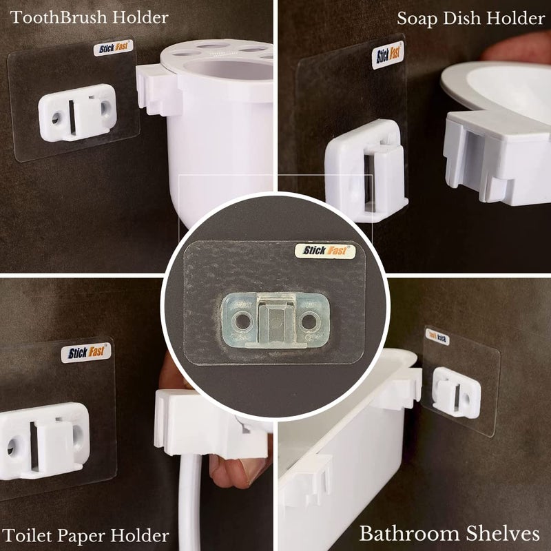 SF - Stick Fast Stick Fast Self Adhesive Stickers - Transparent Adhesive Wall Hook Stickers for Hanging Toilet Paper Roll Holder, Soap Dish, Toothbrush and Container, Heavy Duty (Only Stickers) (5PCS) - Image 4