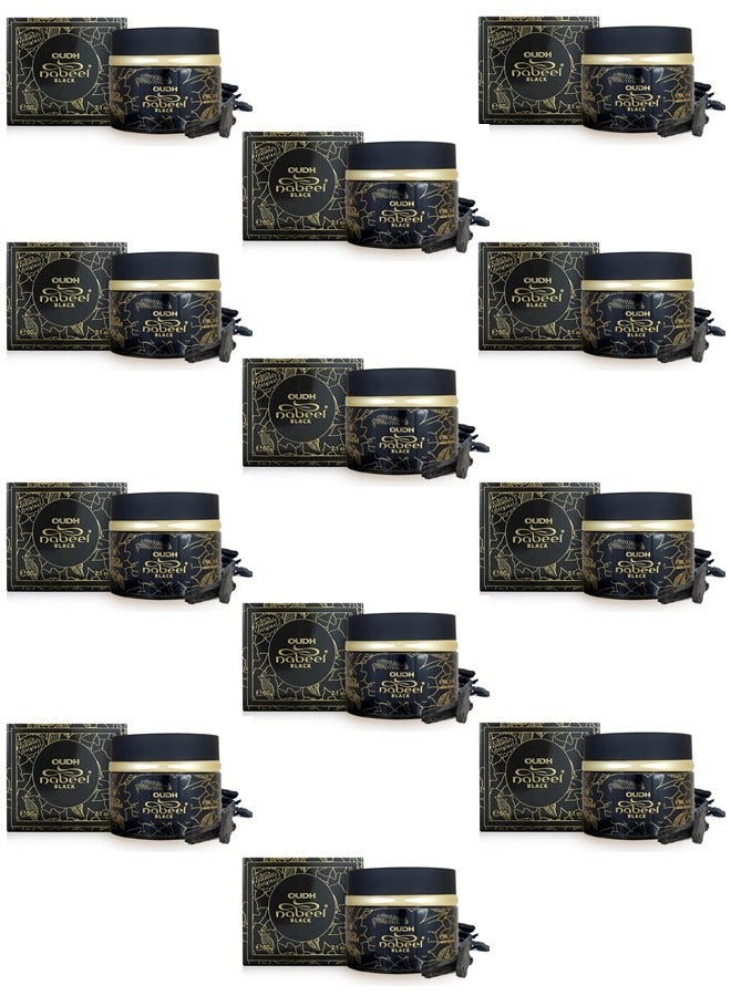 Nabeel Pack of 12 Nabeel Black Oudh Incense Bakhoor 60 GM - Image 1
