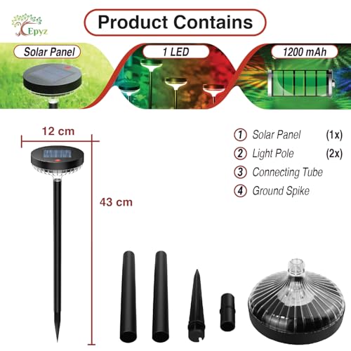 Epyz Solar Light Outdoor Garden Pathway Stake Light, IP67 Waterproof for Walkway Yard Backyard Lawn Landscape Decorative [ Pack of 1, Multicolor ] - Image 4