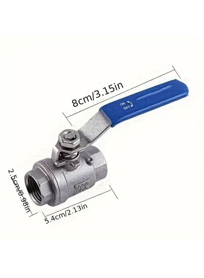 2pcs 1 2 Inch 304 Stainless Steel Ball Valve Blue Handle Corrosion Resistant - Image 2