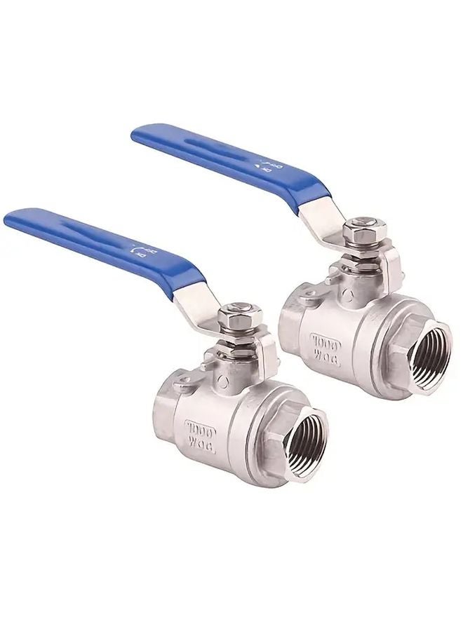 2pcs 1 2 Inch 304 Stainless Steel Ball Valve Blue Handle Corrosion Resistant - Image 1