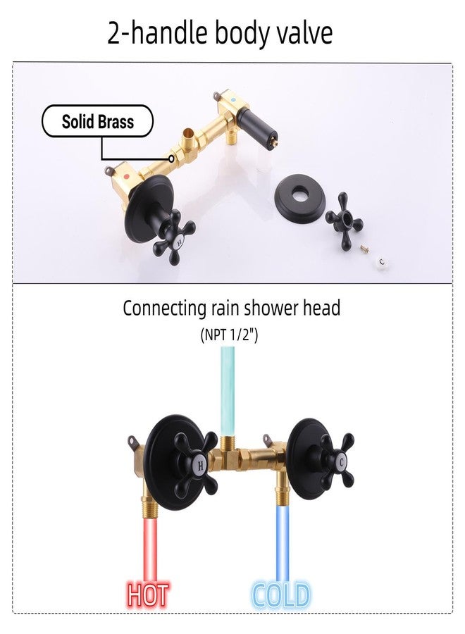 BEIYI 2 Handle Shower Faucet and 5 Mode Shower Head, Matte Black Two Handle Shower Faucet Bathroom Shower Trim Kit with Rough-in Valve, BY2H002 - Image 4