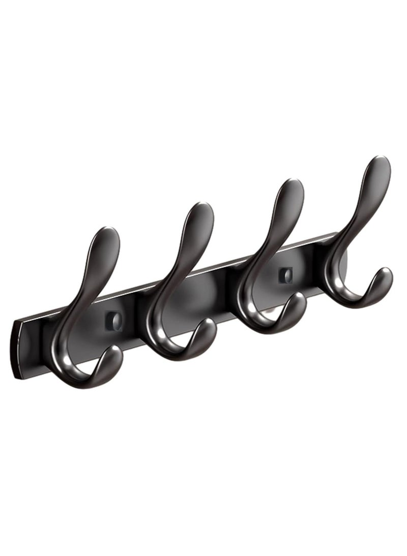 Loquat 4 Door Hook Coat Bathroom Towel Hooks Wall Mounted Screw Fixed，Coat Hanger Robe Rack Holder in Bedroom or Kitchen, Black - Image 1