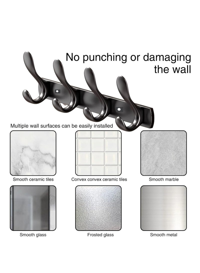 Loquat 4 Door Hook Coat Bathroom Towel Hooks Wall Mounted Screw Fixed，Coat Hanger Robe Rack Holder in Bedroom or Kitchen, Black - Image 4