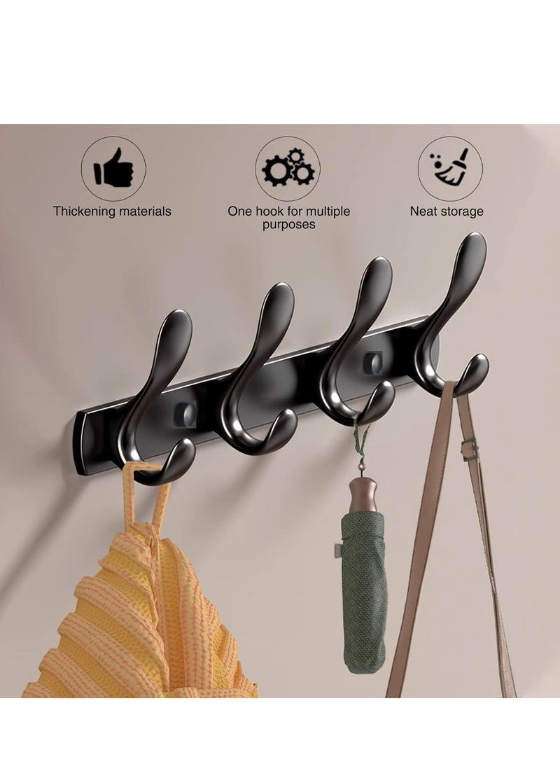 Loquat 4 Door Hook Coat Bathroom Towel Hooks Wall Mounted Screw Fixed，Coat Hanger Robe Rack Holder in Bedroom or Kitchen, Black - Image 2