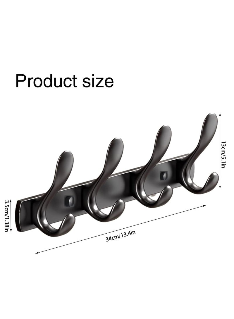 Loquat 4 Door Hook Coat Bathroom Towel Hooks Wall Mounted Screw Fixed，Coat Hanger Robe Rack Holder in Bedroom or Kitchen, Black - Image 5