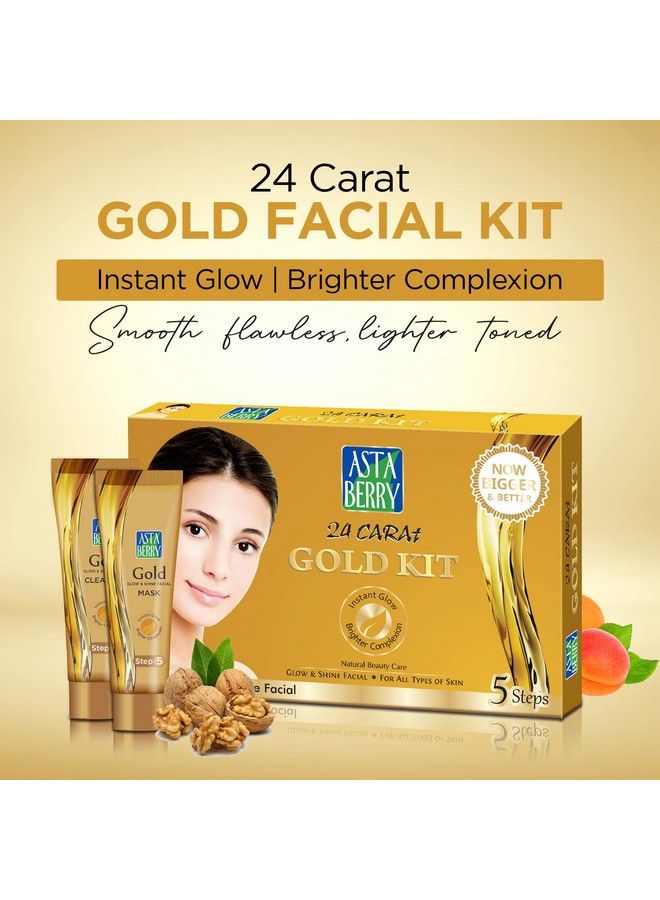 Astaberry Gold Mini Facial Kit For Skin Brightening 5 Step Ultimate Glow; Skin Radiant| Dark Spot; For Women; Removed Blackheads; Removed Blemishes 100 Gm - Image 3