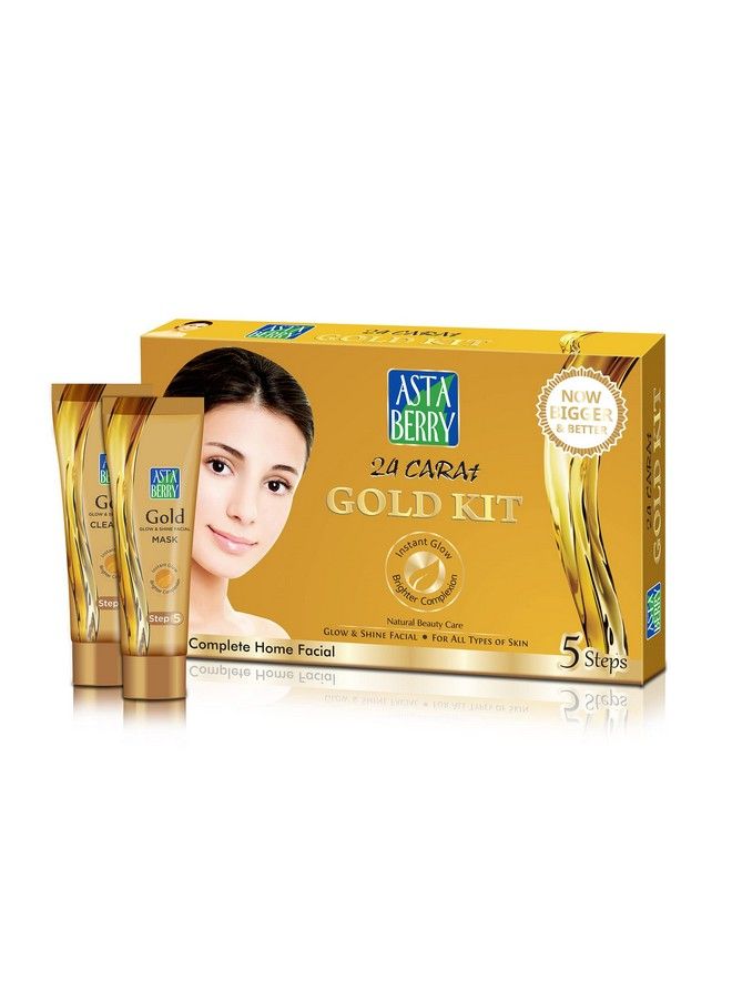 Astaberry Gold Mini Facial Kit For Skin Brightening 5 Step Ultimate Glow; Skin Radiant| Dark Spot; For Women; Removed Blackheads; Removed Blemishes 100 Gm - Image 1
