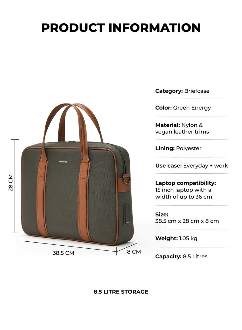 Mokobara The Decaf Briefcase - Nylon Material | Green Energy, Green  - Image 3