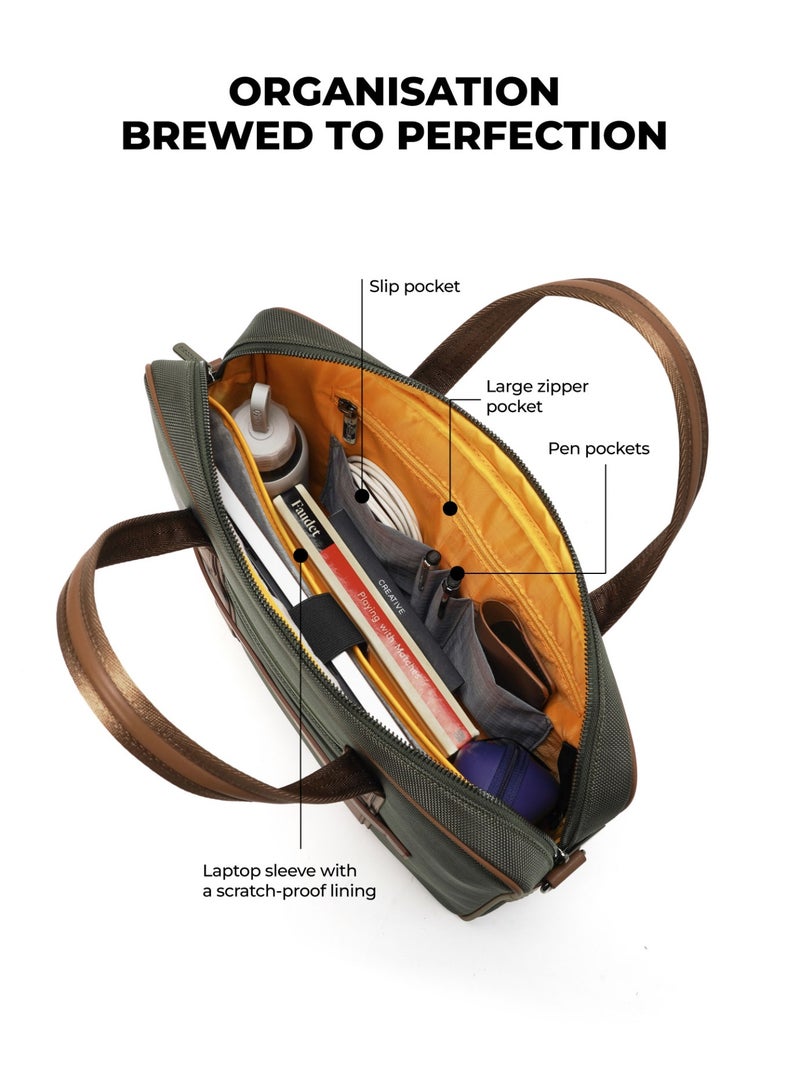 Mokobara The Decaf Briefcase - Nylon Material | Green Energy, Green  - Image 2