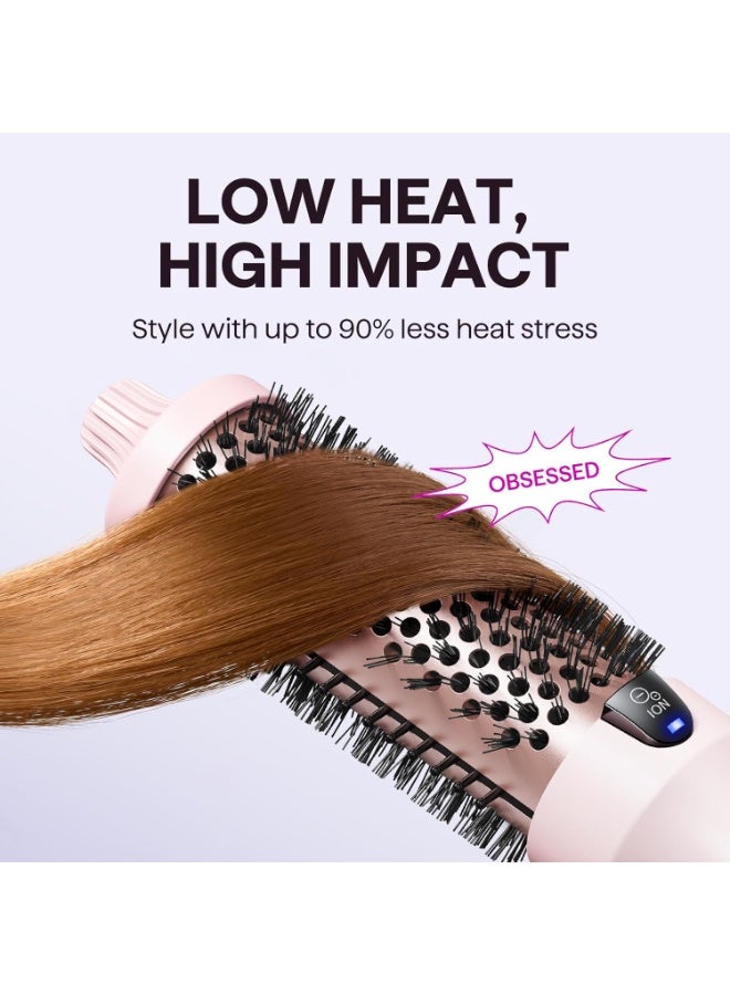 wavytalk Thermal Brush, Blowout Boost 1.5 inch Heated Round Brush for Blowout Look, Dual Voltage, Pink, Sakura, Tourmaline Ceramic, Negative Ion Technology, 5 Temperature Settings, Less Damage - Image 4