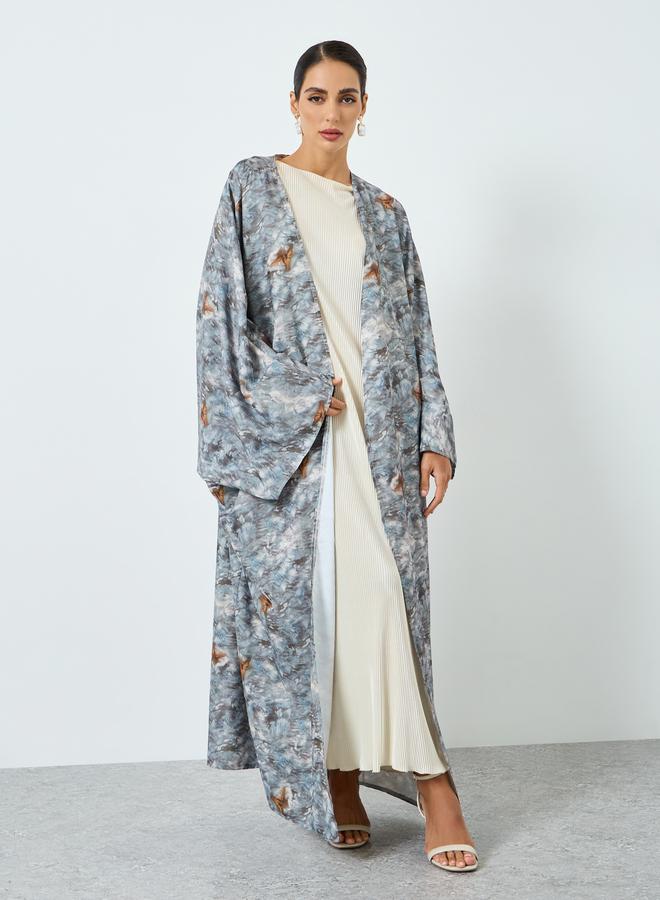Take Two Women Graphic Printed Batwing Sleeve Abaya - Image 1