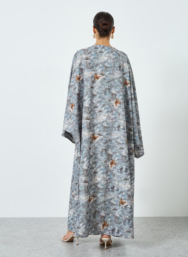 Take Two Women Graphic Printed Batwing Sleeve Abaya - Image 4
