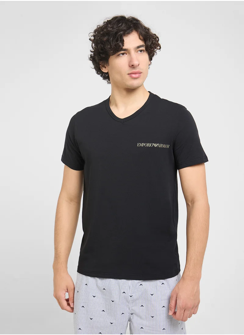 EMPORIO ARMANI Beachwear Logo Crew Neck T-Shirt