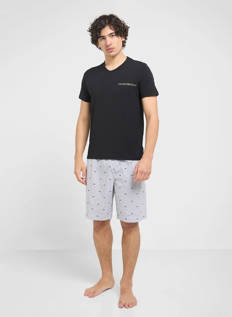 EMPORIO ARMANI  Beachwear Logo Crew Neck T-Shirt for Men | Best Price UAE