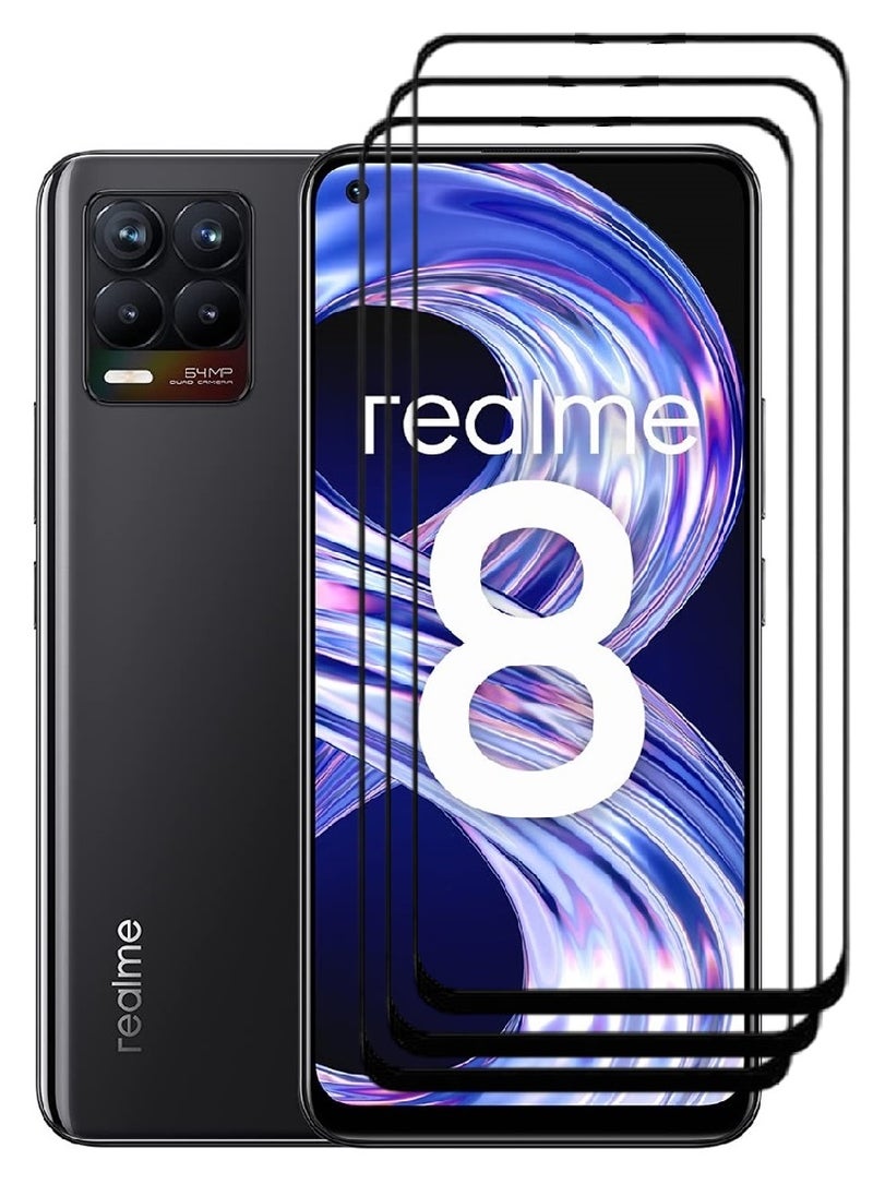 AINA 3 Pieces Tempered Glass Screen Protector 5D Designed For Realme 8 Full Glue Edge to Edge Full Screen Coverage And Bubble Free - Image 1