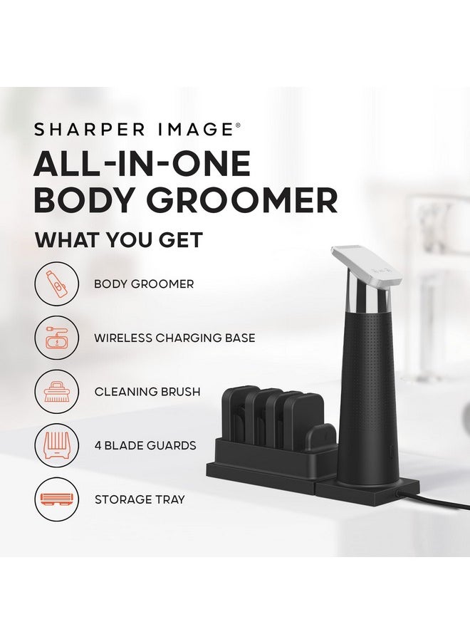 Sharper Image ® Allinone Body Groomer Precision Ceramic Blades Ipx7 Waterproof Builtin Mirror & Light 4 Blade Guards Portable Travel Wireless Charging Base Ergonomic Grip Handle Cordless  - Image 2