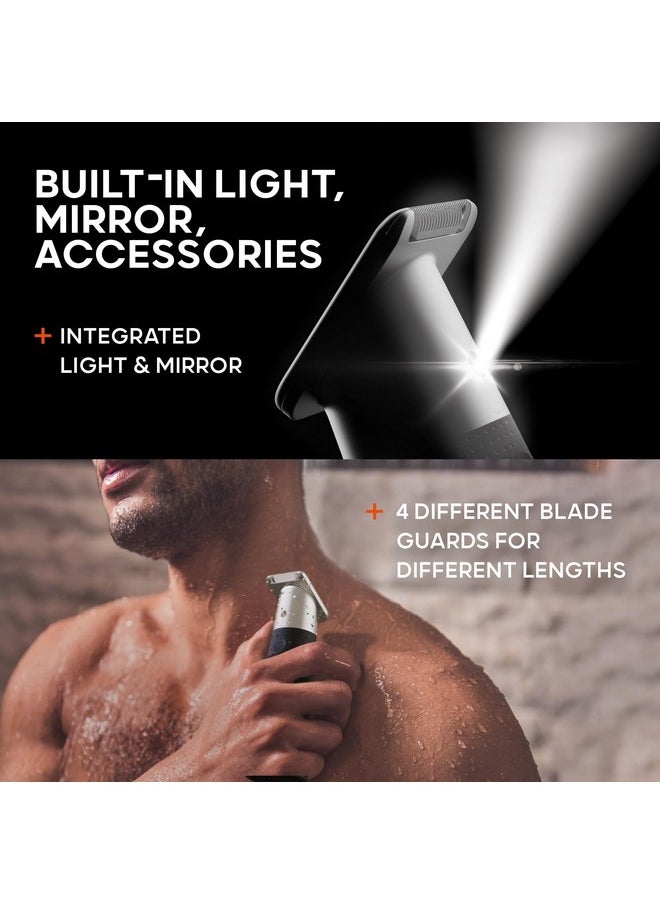 Sharper Image ® Allinone Body Groomer Precision Ceramic Blades Ipx7 Waterproof Builtin Mirror & Light 4 Blade Guards Portable Travel Wireless Charging Base Ergonomic Grip Handle Cordless  - Image 4