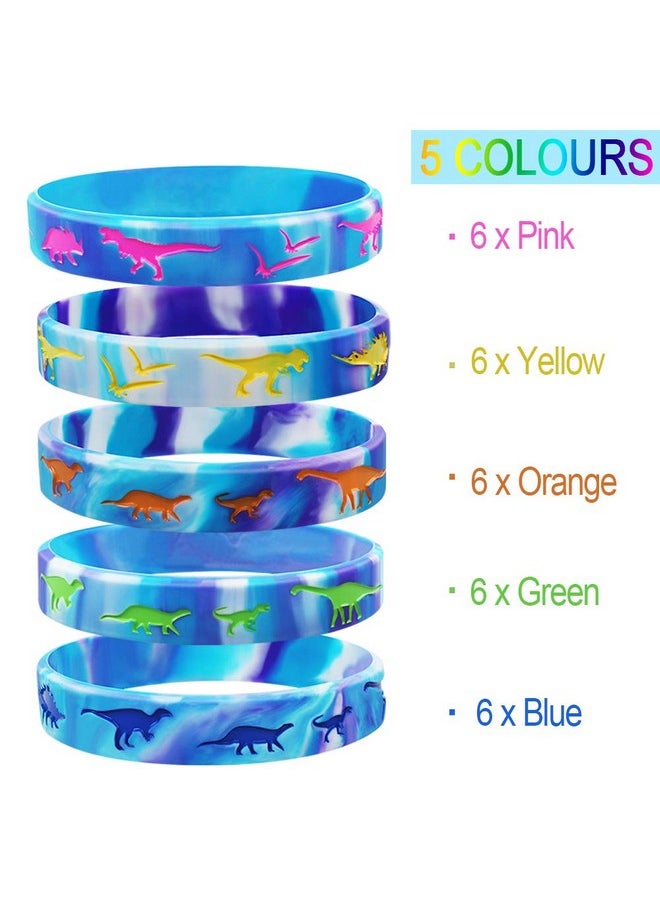 Heqishun Heqishun Dinosaurs Silicone Wristbands 30 Pack Dinosaurs World Jurassic Party Supplies for Dinosaurs Theme Party Favors Gifts Bags Stuffers  - Image 2