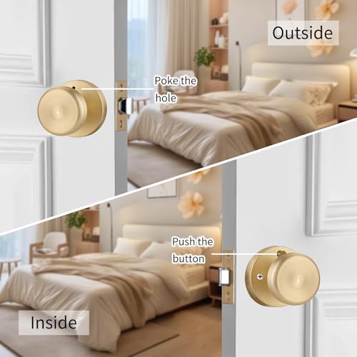 NCSEN 2 Pack Gold Door Knob Interior Heavy Duty Door Knob with Lock Pismo Doorknobs for Bath and Bedroom - Image 3