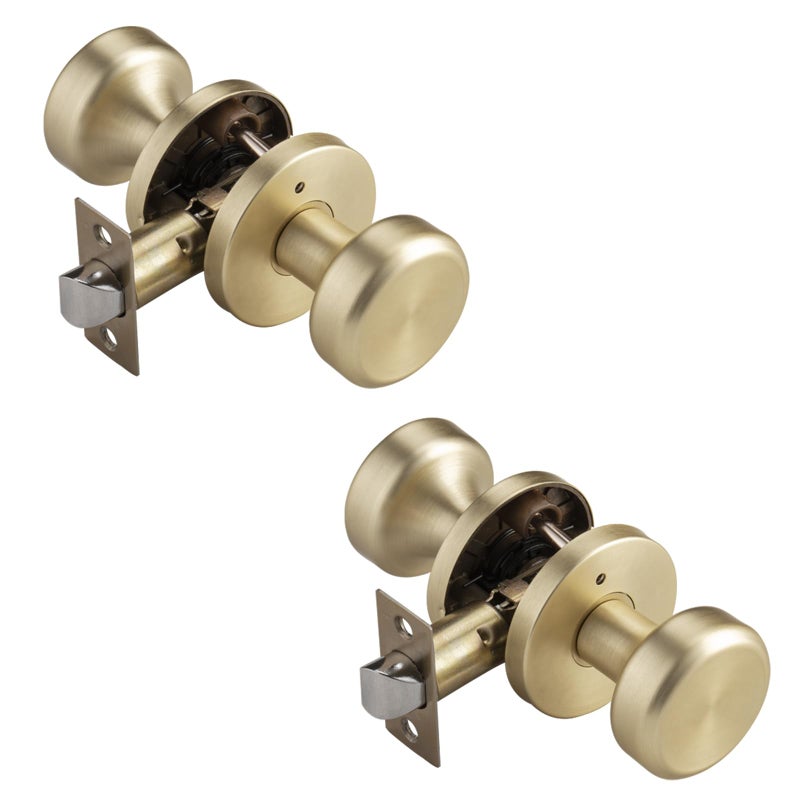 NCSEN 2 Pack Gold Door Knob Interior Heavy Duty Door Knob with Lock Pismo Doorknobs for Bath and Bedroom - Image 2