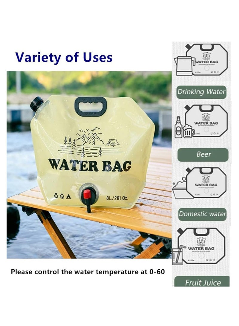 Meetion Pack Of 4, 8L Portable Water Bag Folding Bucket Water Container Jug Bottle Pouch Outdoor Travel Camping with Handle Camping Supplies - Image 2