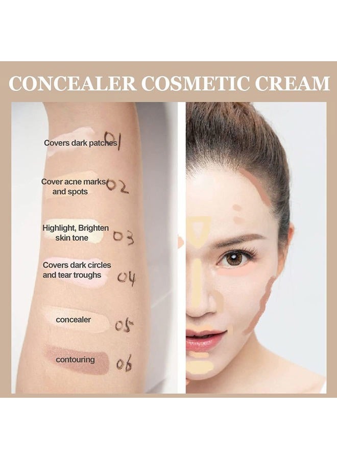 Eakroo 6 Colors Correcting Concealer Palette, Makeup Cream Contour Palette with Brush, Contouring Foundation Highlighting Concealer Palette for Conceals Dark Circles, Redness, Acne, Blemish（B） - Image 3