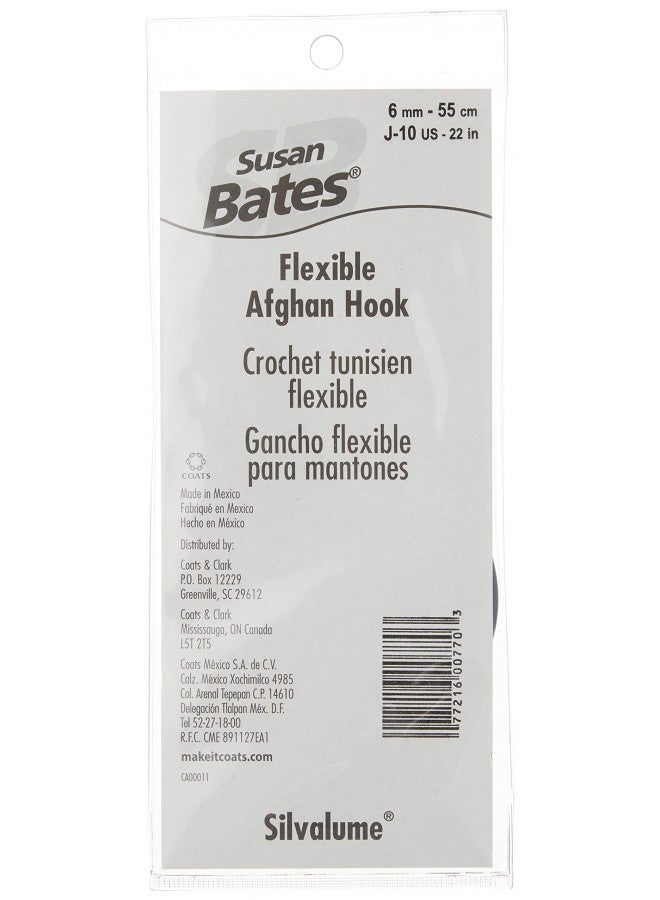 Susan Bates Silvalume Aluminum Flexible Afghan Crochet Hook 22", Size J10/6mm - Image 3