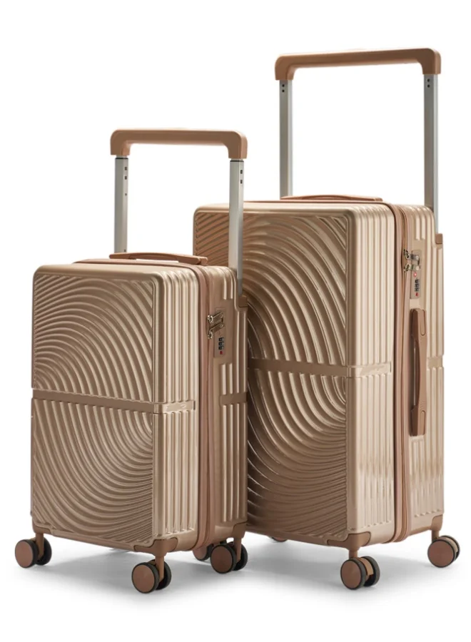 ليمرا طقم شنط سفر من ليمرا مصنوع من مادة البولي كربونات مكون من 2 حقيبة أمتعة مقاس 24"-20" بوصة لون ذهبي