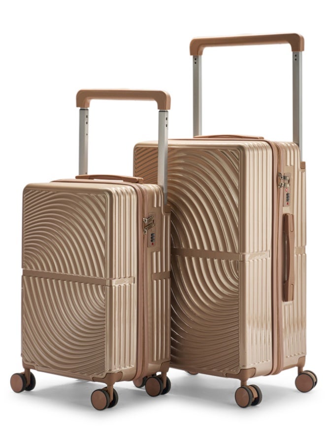 ليمرا طقم شنط سفر من ليمرا مصنوع من مادة البولي كربونات مكون من 2 حقيبة أمتعة مقاس 24"-20" بوصة لون ذهبي - Image 2