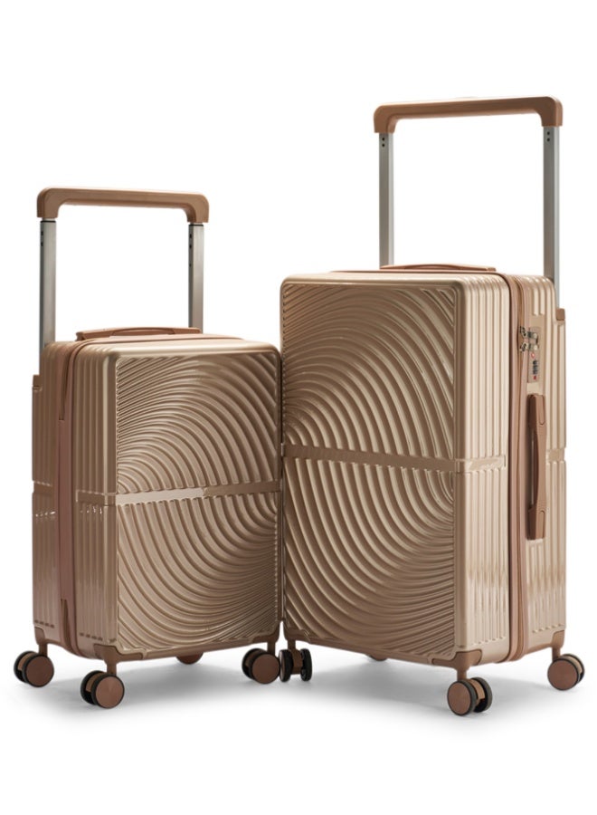 ليمرا طقم شنط سفر من ليمرا مصنوع من مادة البولي كربونات مكون من 2 حقيبة أمتعة مقاس 24"-20" بوصة لون ذهبي - Image 1