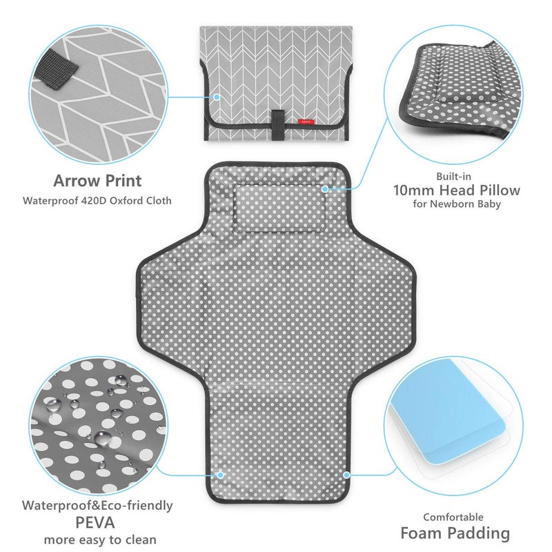 Babebay Portable Changing Pad for Baby, Waterproof Travel Changing Pads for Moms, Dads, with Built-in Pillow, Excellent Baby Shower, Registry Gifts - Image 4
