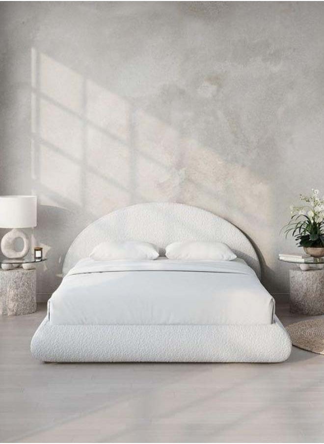 الهوم سرير بوكل عاجي هادئ من الخشب السويدي مقاس سوبر كينغ - 200x200x125 سم من الهوم 