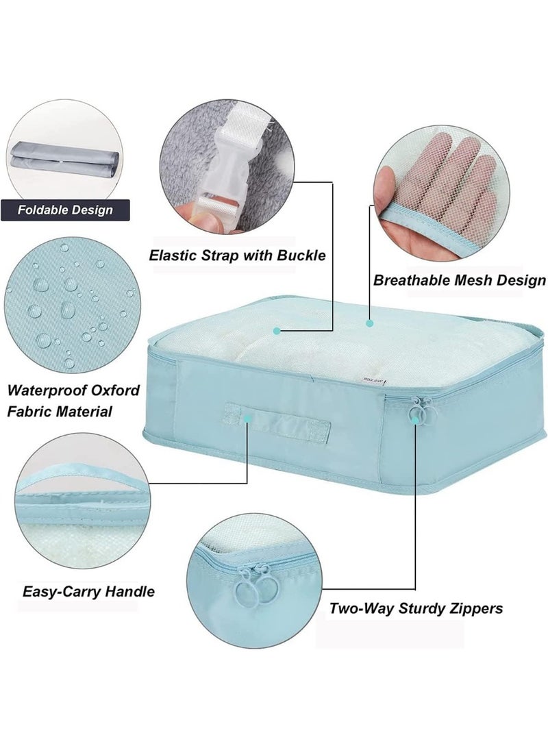 منظم شنط السفر 7 في 1 رفيقك المثالي لكل رحلة يوفر لك مساحة أكبر داخل الحقيبة لون لبنى - Image 5